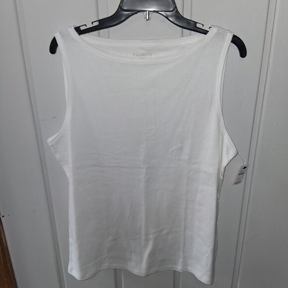 Talbots Cotton Boat Neck White Tank NWT Asst Szs - Picture 1 of 4